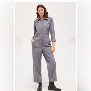 LACAUSA Phoenix in Fossil Utility Jumpsuit XS Workwear Minimalist Cotton